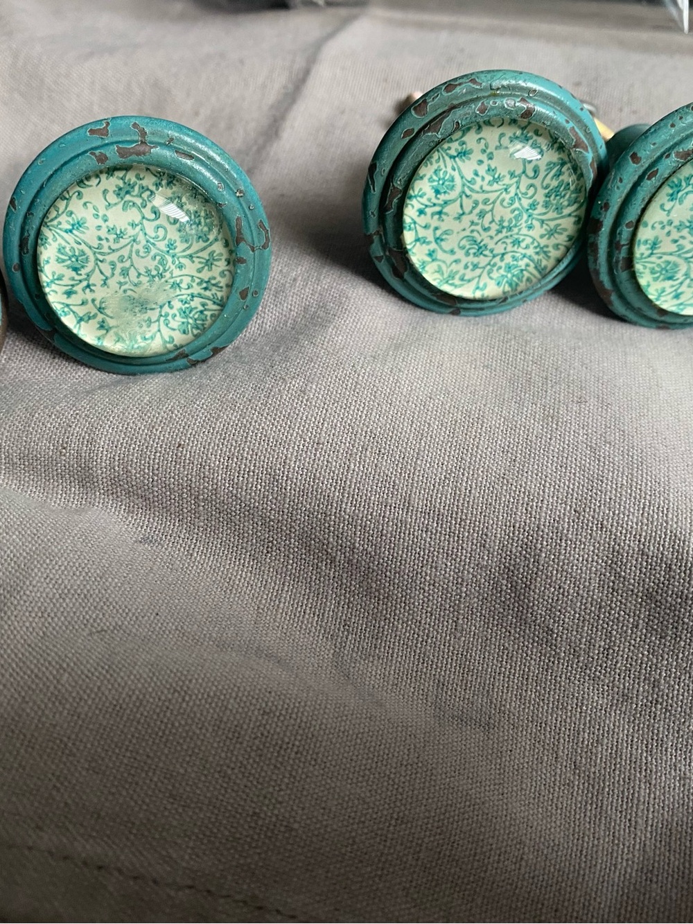 Hobby Lobby Teal Floral Glass Cabinet Knobs